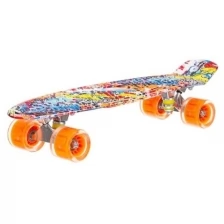 Скейтборд пластиковый детский, оранжевый с принтом. арт. IT106586
