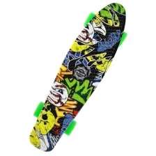 Скейтборд R2206, размер 56х15 см, колёса PU, АBEC 7, алюминиевая рама, цвет граффити